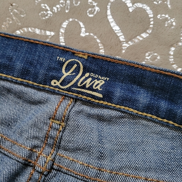 Old Navy Diva Jeans Slim Straight Skinny Medium Distressed Wash 6 - Picture 7 of 8